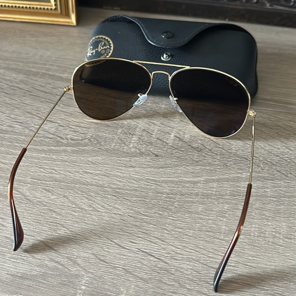 Ray Ban aviator classics size XXL gold frame brown lense polarized with case - Picture 3 of 5